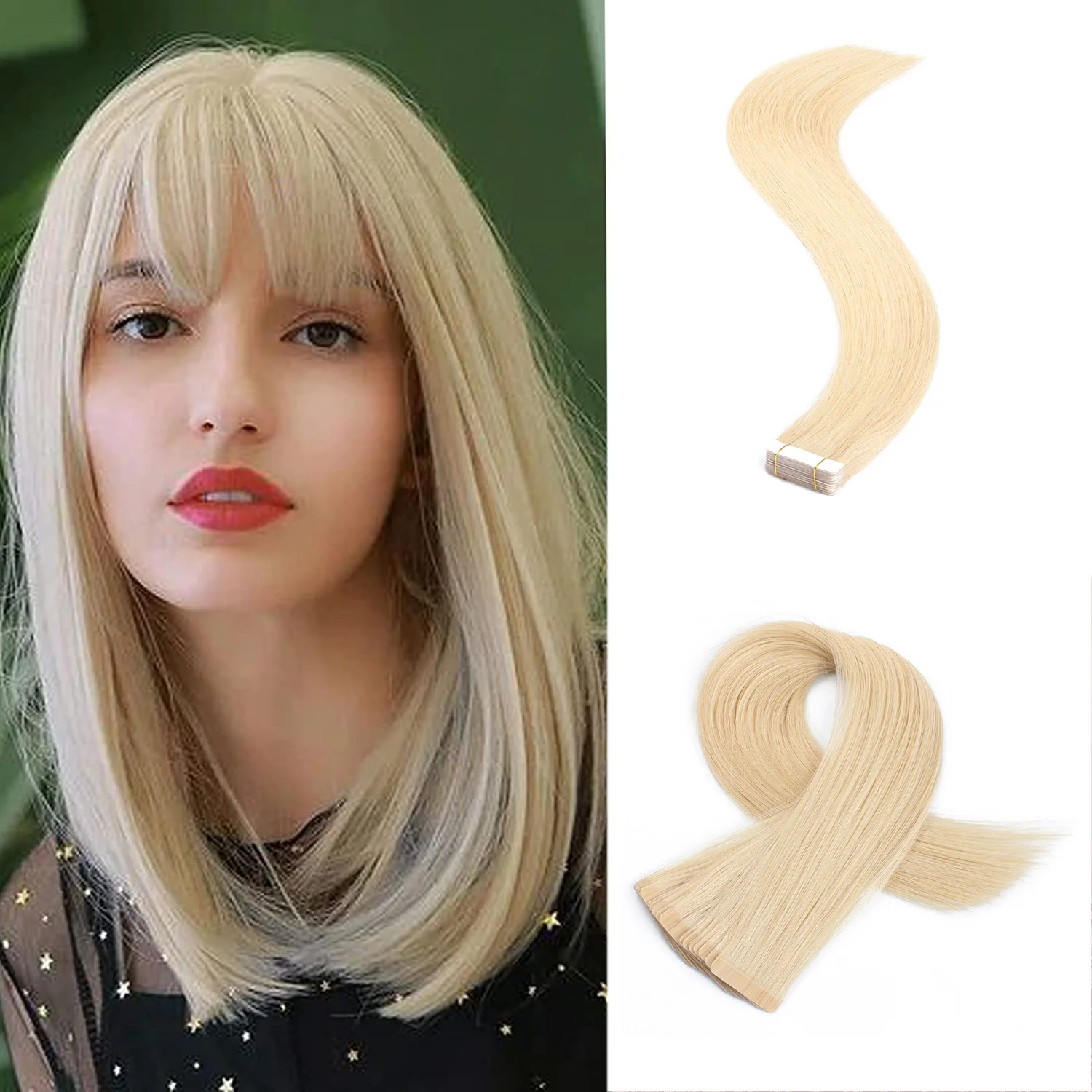 

613 длинные светлые длинные шелковистые прямые ленты для наращивания человеческих волос уток кожи Наращивание волос клейкие человеческие волосы для черных женщин