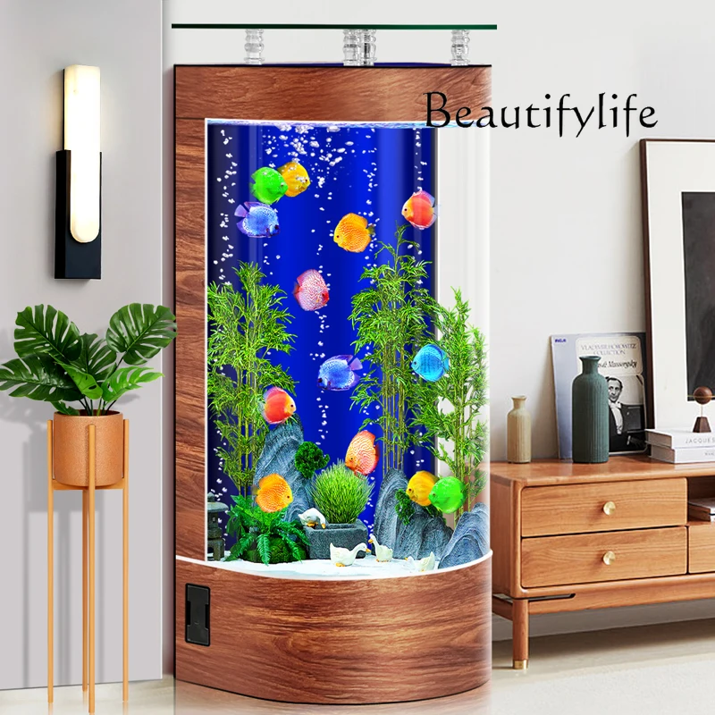 Полуцилиндрический аквариум для гостиной небольшой задний фильтр пол новое