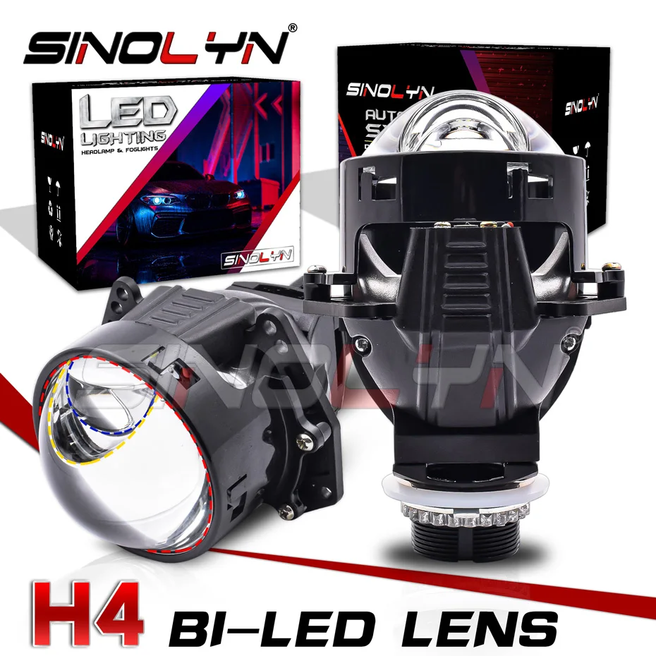 

Sinolyn H4 Bi LED Projector Matrix Lights Hyperboloid Car Lenses For Headlight Angel Eyes DRL LED 55W Auxiliary Lights Upgrade