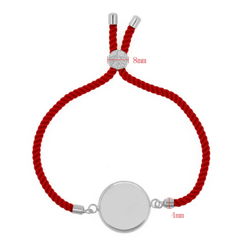 Copper Bottom Blank Base Red Rope Braided Rope Adjustable Connection Cabochon Bracelet DIY Jewelry Making Accessories Wholesale