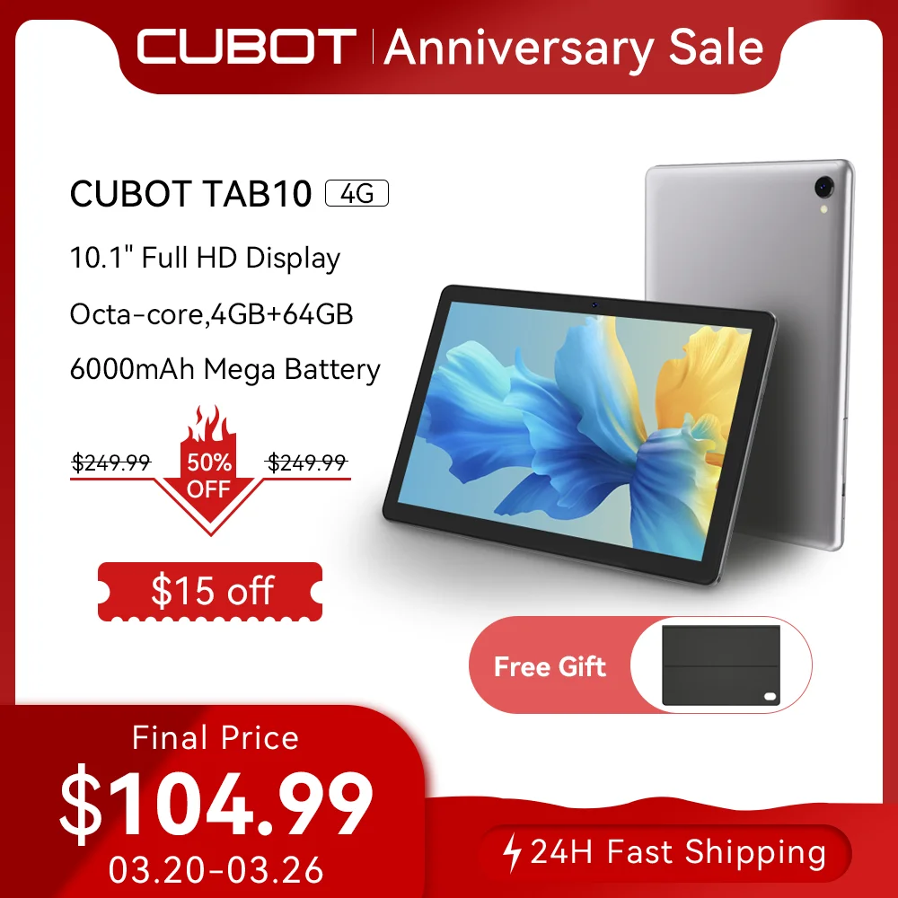 Cubot TAB 10 Tablet Android 11 Octa-core 10.1'' FHD+ Display 6000mAh 4GB+64GB 4G Network 13MP Rear Camera Tablet PC Android Pad