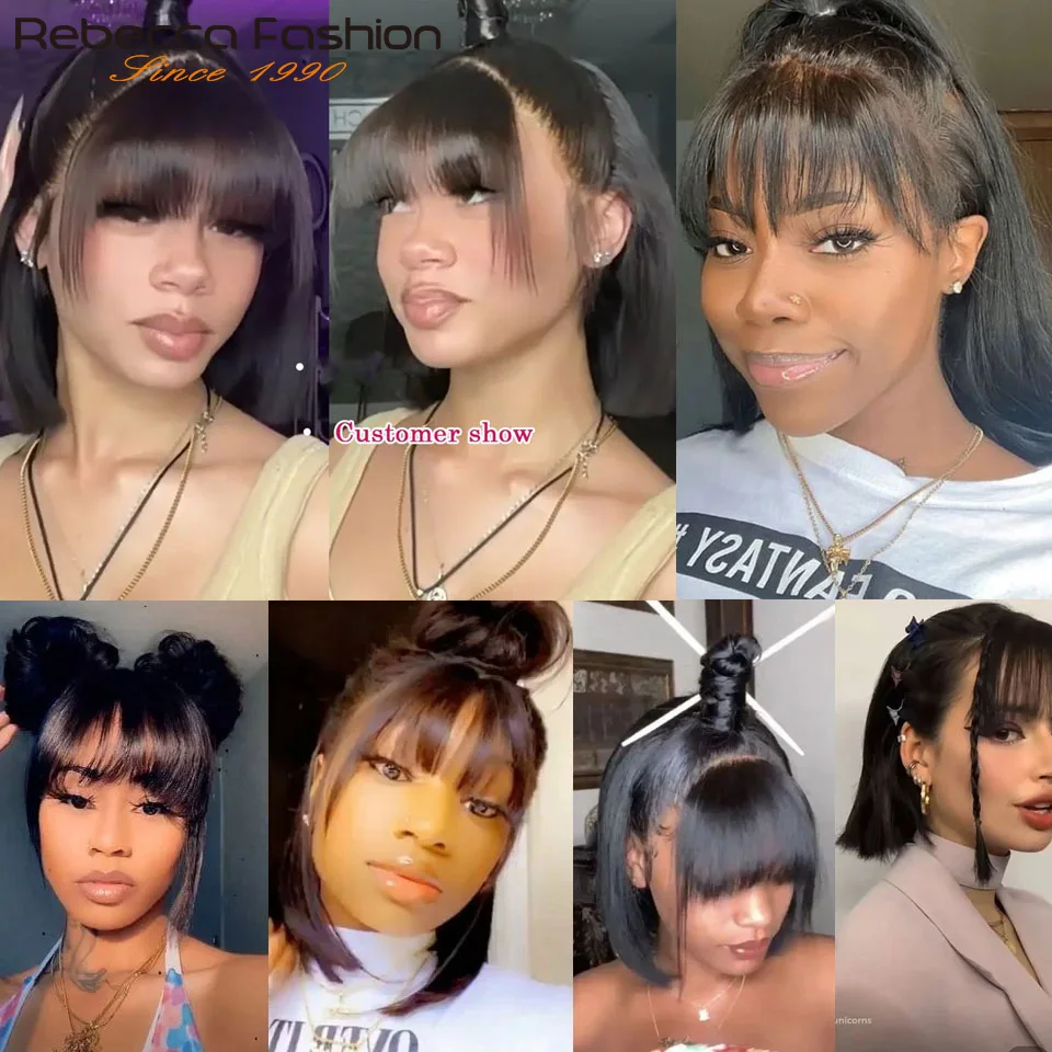 180D минималистский парик средней части на сетке боб с челкой прямые парики из