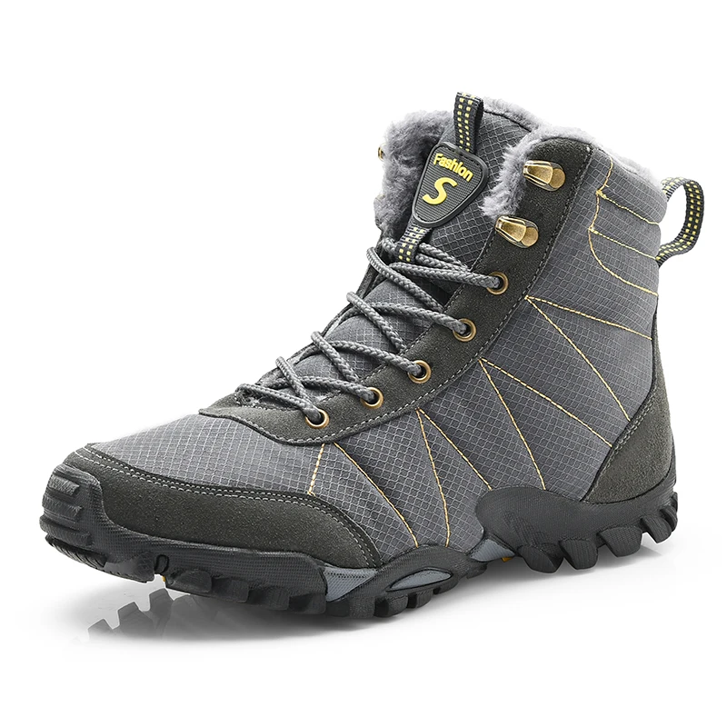 HIKEUP Outdoor Waterproof Couple Style Women High-Top Hiking Shoe Men Snow Boots Wear Comfortable Men's Walking Shoes 36-46