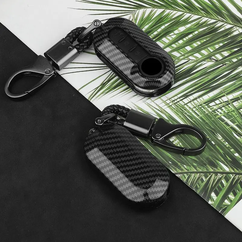 

For Fiat 500 Ducato Panda 500L Punto Lancia Musa For Citroen Jumper For Peugeot Boxer Carbon Fiber Car Key Case Accessories