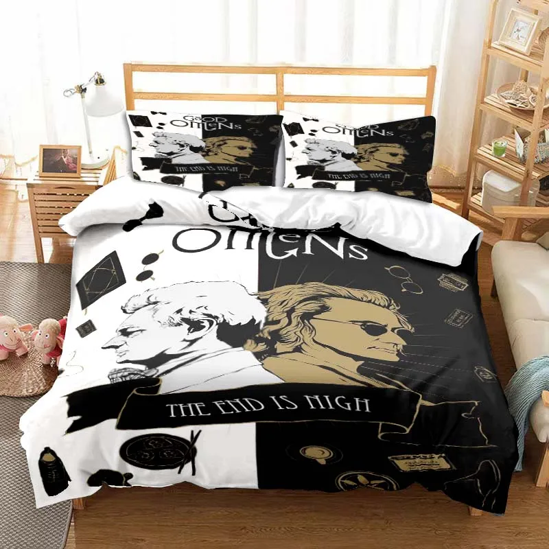 

G-Good Omens Sheet Sanrio Bedclothes Three-Piece Soft Set Cartoon Anime Sheet Quilt Cover Children Dormitory Home Supplies
