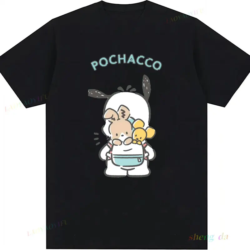 Популярные рубашки с героями мультфильмов аниме футболка Pochacco топ Harajuku Y2k