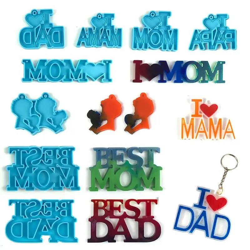 

Father's Day Mother's Day Keychain Epoxy Resin Mold Jewelry Pendant Silicone Mold DIY Epoxy Resin Jewelry Crafts Casting Mould