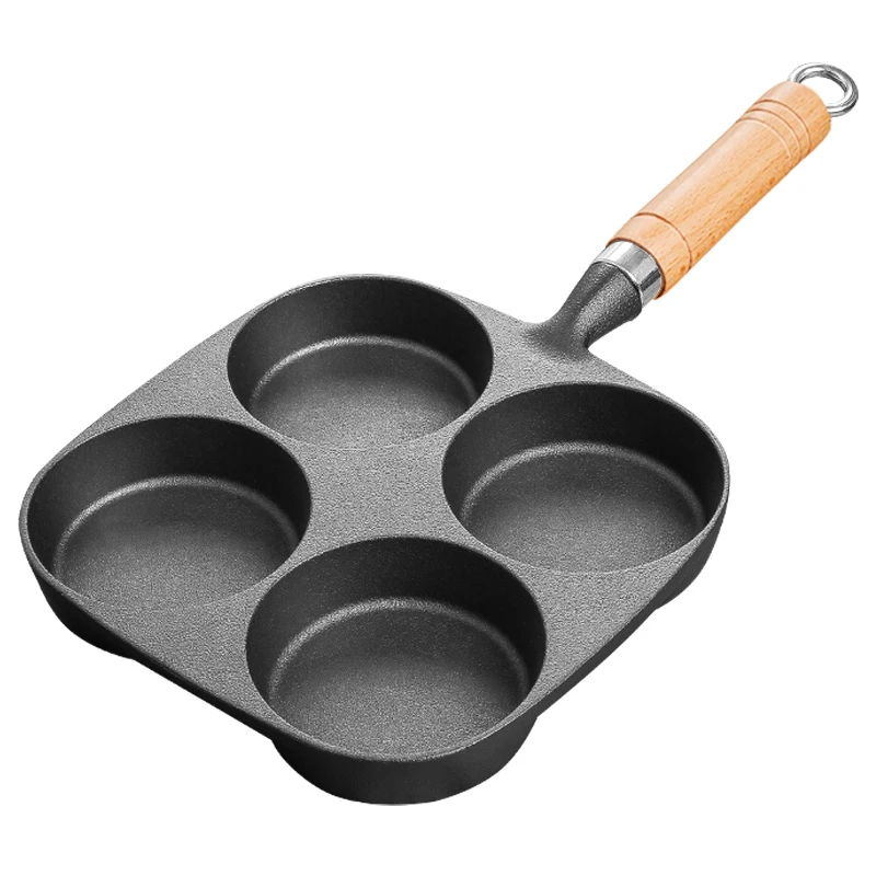 

4 Grids Thickened Cast Iron Omelette Pan Non-stick Egg Frying Pan for Gas & Induction Cooker Kitchen Tools