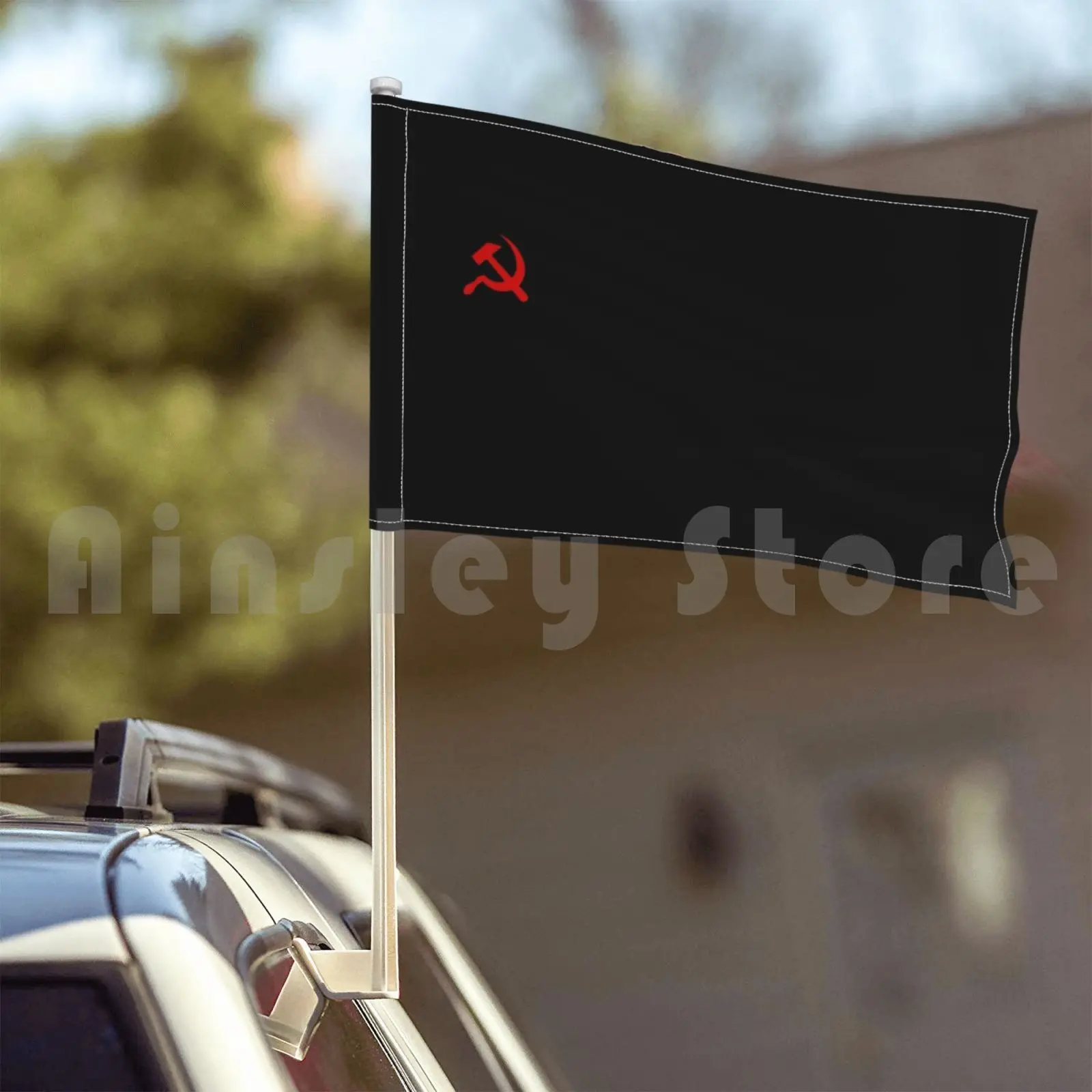 Машина с флажками на эмблеме