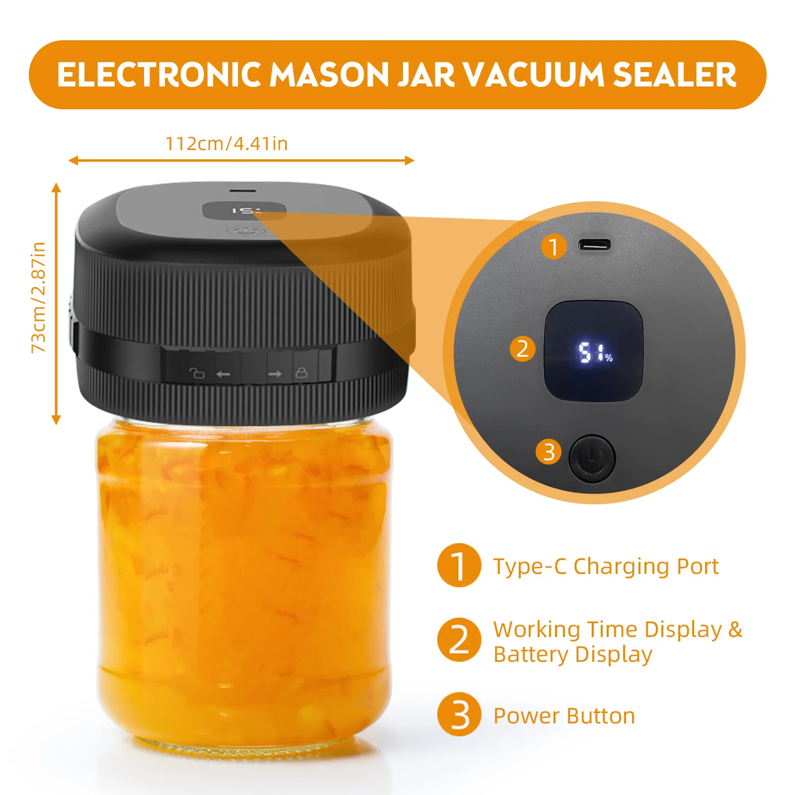 Электрический Вакуумный Упаковщик Mason Jar 60 кПа