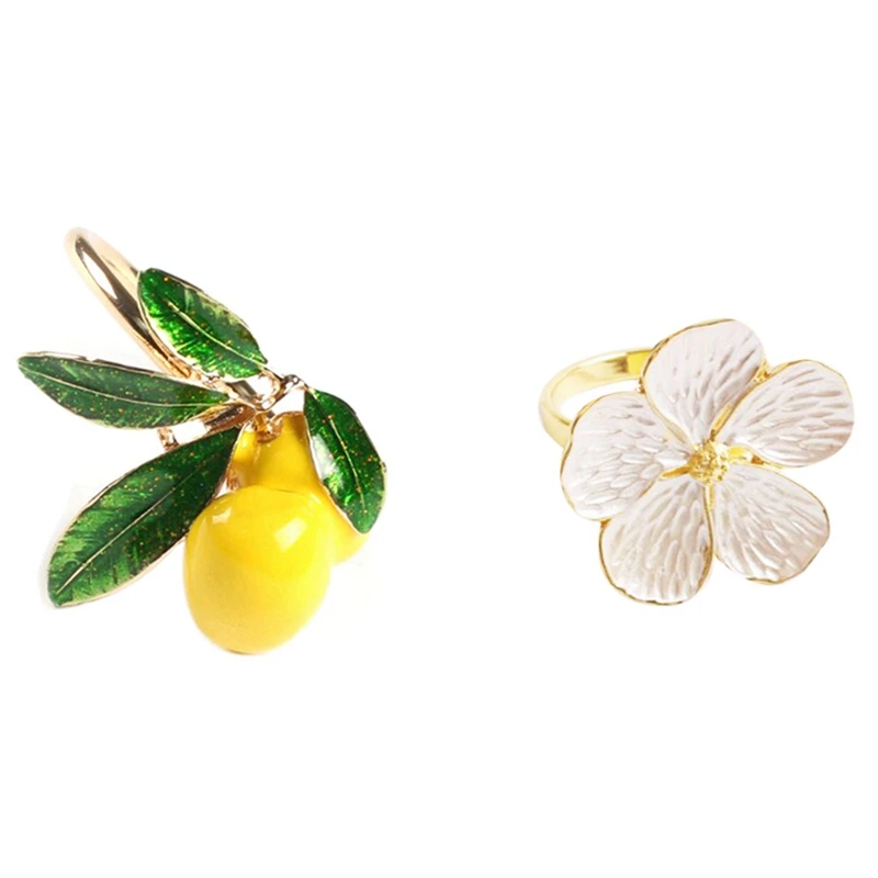 

12 PCS Napkin Ring Napkin Ring Table Decoration Lemon & Flower