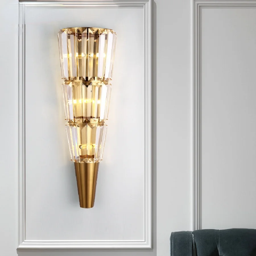 

Светодиодный Кристальный настенный светильник, Современное украшение для гостиной, коридора, спальни, прикроватный бра