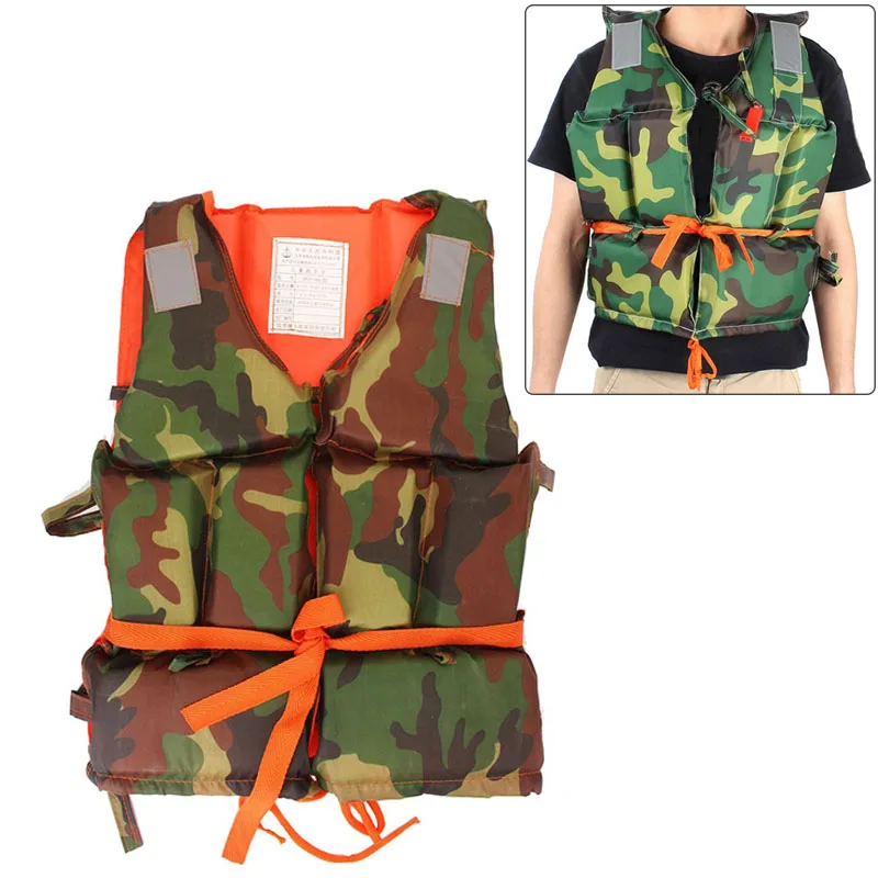 

New Adult Boating Swimming Life Jacket Vest Polyester Floating Foam With Whistle For Drifting Fishing Life Vest