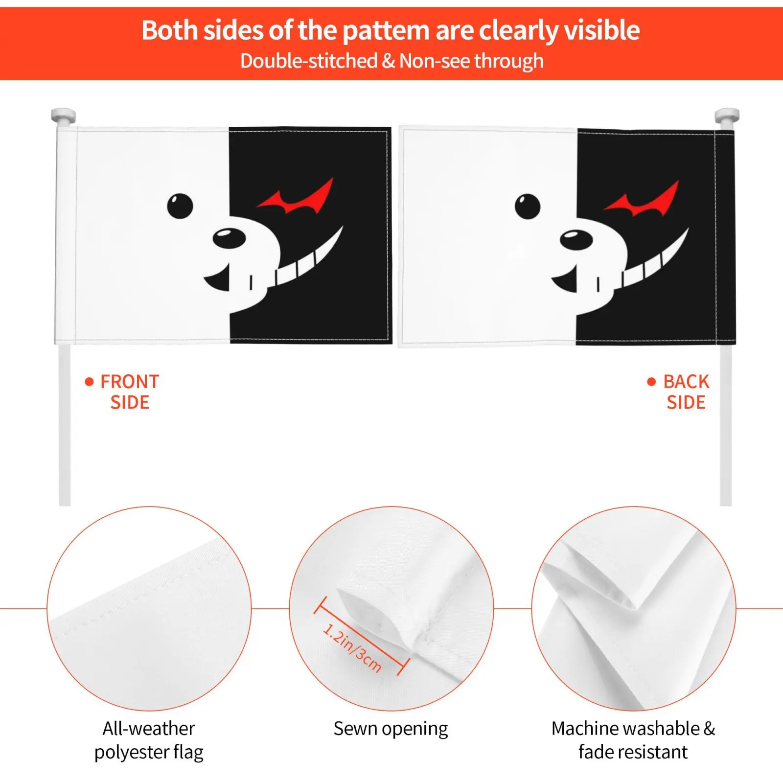 Монокума флаг автомобиля печать на заказ искусственные игрушки Тедди аниме