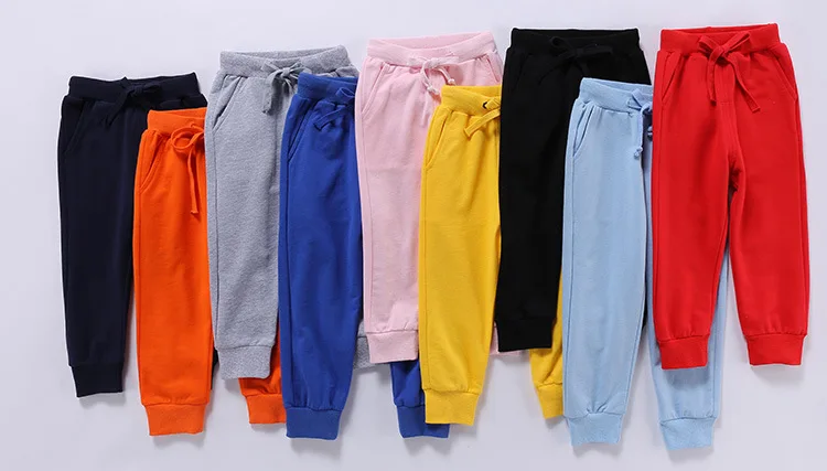 

New Retail Sale Cotton Pants For 2-10 Years Old Solid Boys Girls Casual Sport Pants Jogging Enfant Kids Children Trousers