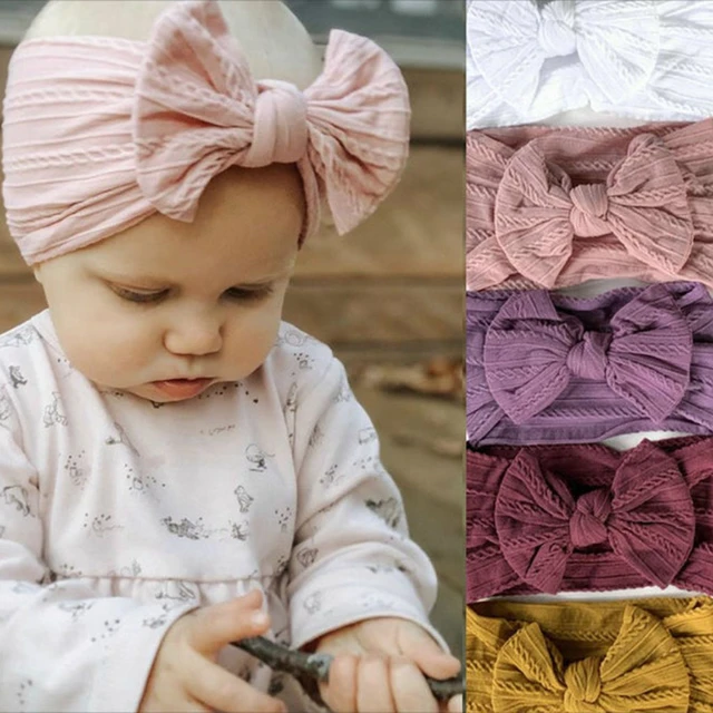 1Pcs Newborn Baby Headband For Girls Elastic Knit Children Turban Baby Bows Soft Nylon Kids Headwear Hair Accessories 1