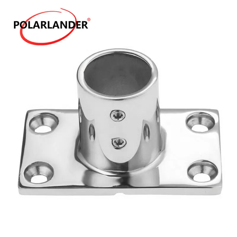 

1pc 1" 25mm Marine Fit Tube Pipe Rectangular Base Yachts Stainless Steel 90 Degree Hand Rail Fitting Boats Accessories Fit Boat