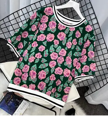 

Split T Shirts Women Summer Short Sleeve Loose T Shirts Lady Mother's Summer T Shirts Women Loose elephant Printed Tops