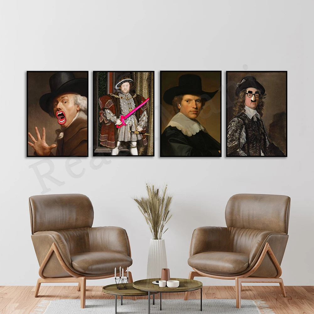 

Renaissance portrait art poster, Joseph Duckler, Tudor portrait of King Henry VIII, Victorian decorative eccentric art print,