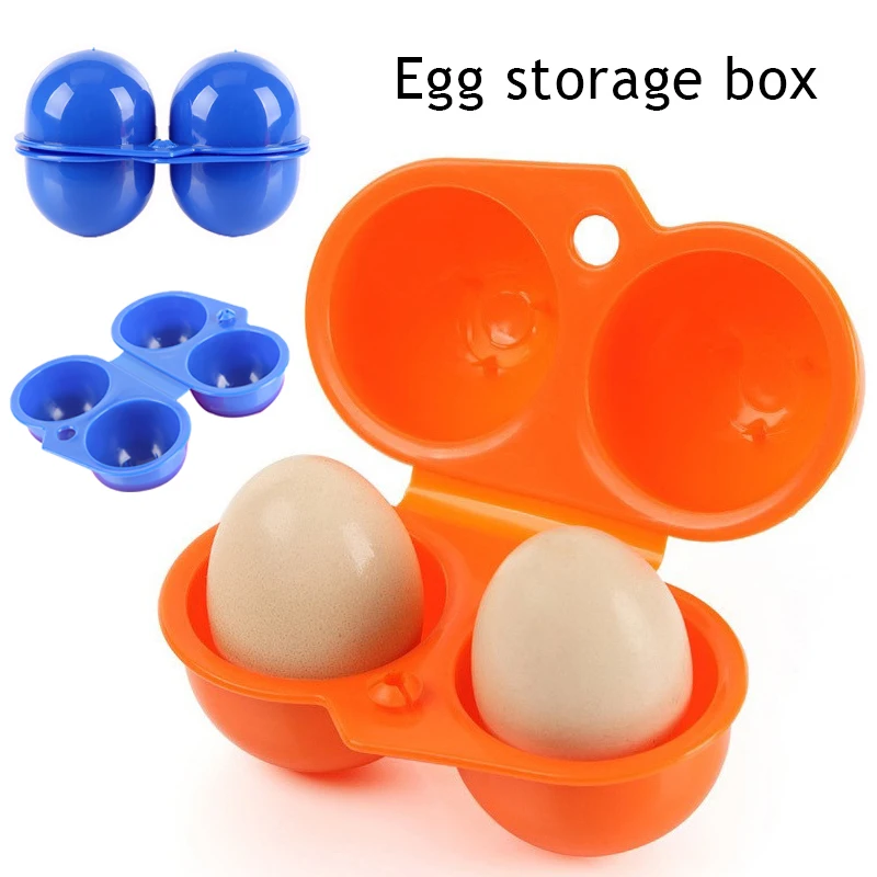 

1pc Portable Kitchen Convenient Container Egg Storage Box Container Hiking Outdoor Camping Carrier For 2 Gird Eggs Case Box