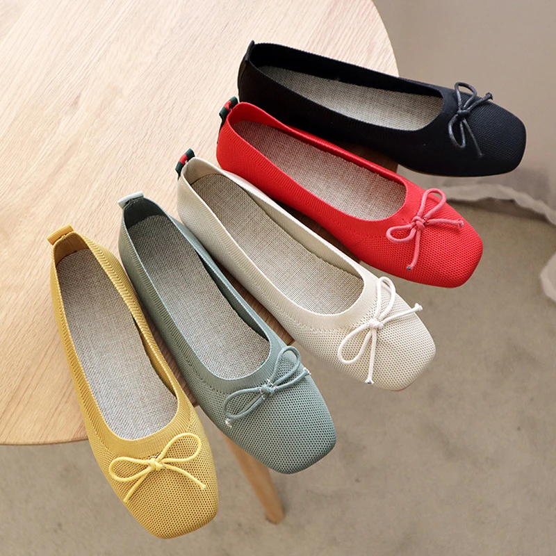 

Women Shoes 2022 Butterfly Slip on Shallow Mesh Loafers Closed Toe Ballet Flats Pumps Ladies Soft Bottom Boat Shoes Woman