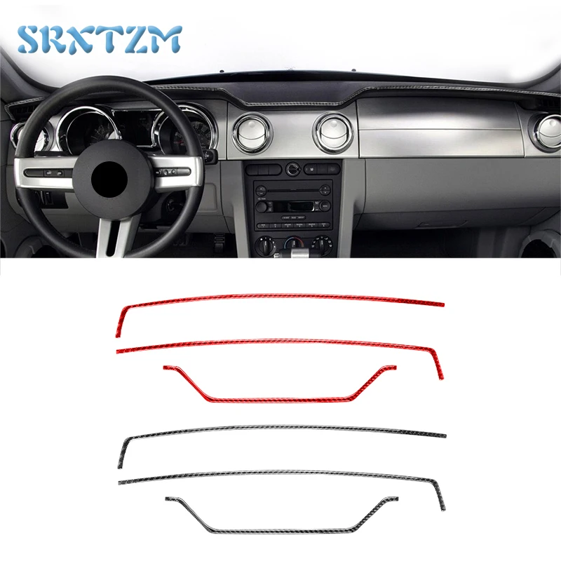 

For Ford Mustang 2005-2009 Car Dashboard Co-pilot Central Control Decorative Stickers Trim Carbon Fiber Car Accessories