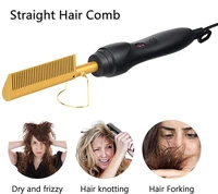 2 in 1 hot comb heating comb hair curler wet and dry hair straightening comb hair flat irons hot heating comb for hair beard