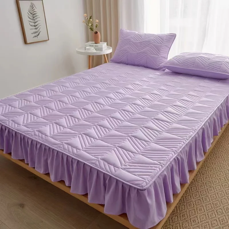 

Brushed Thicken Quilted Bed Cover Anti-mite Anti-bacterial All-inclusive Quilting Mattress Cover Not Including Pillowcase