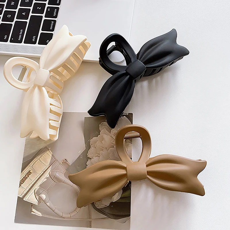 Матовые Нескользящие Заколки Для Волос С Черным Бантом Девочек И Женщин Прочные