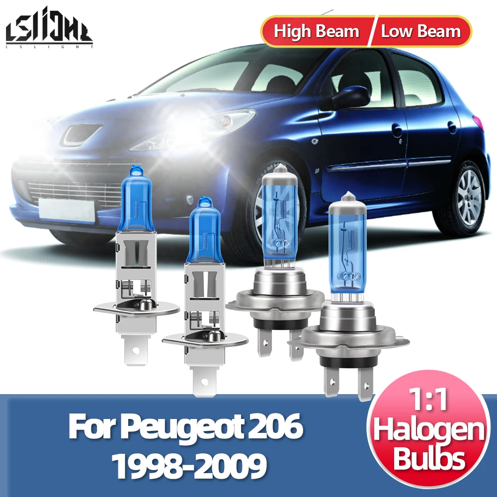 LSlight 2/4 шт. галогенные лампы для Peugeot 206 1998-2003 2004 2005 2006 2007 2008 2009 фары 100 Вт 6000 К