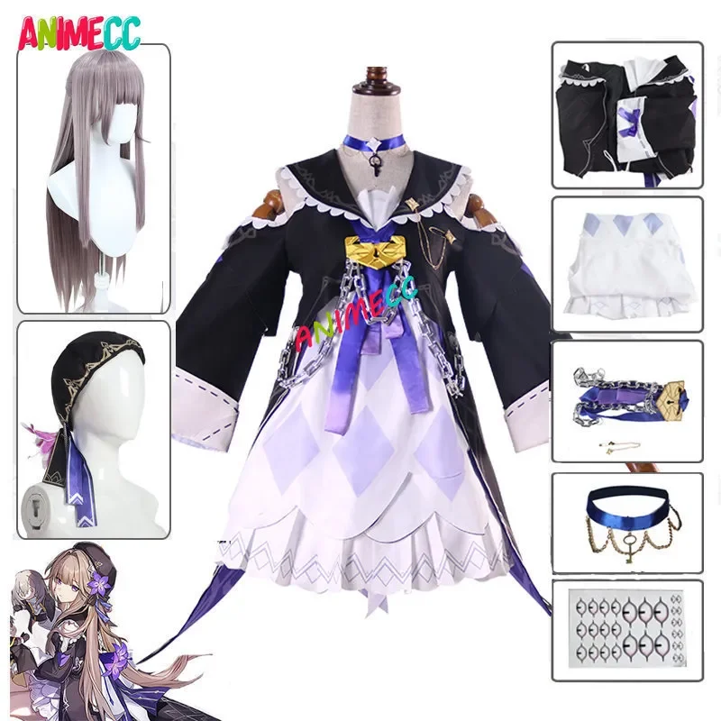 

ANIMECC Herta HonkaI Star Rail Cosplay Costume Wig Tattoo Sticker Hat Anime Game Dress Halloween Party Outfits for Women Girl