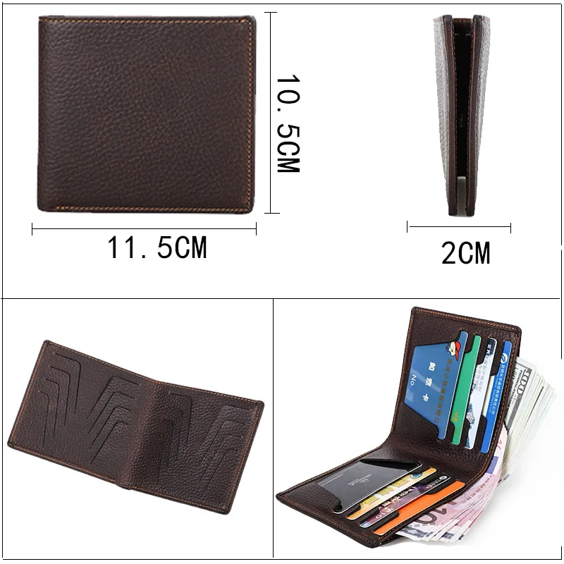 Crazy Horse Genuine Leather Wallet Vertical Ultra-Thin Card Holder Business Card Bag short Wallet