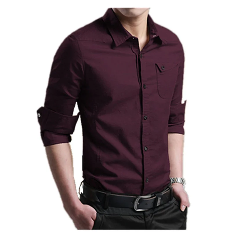

New British 2022 Style Solid Long Sleeve Shirts Men Clothing Spring Autumn Slim Fit Business Casual Blouse Wear Hot Tops W315