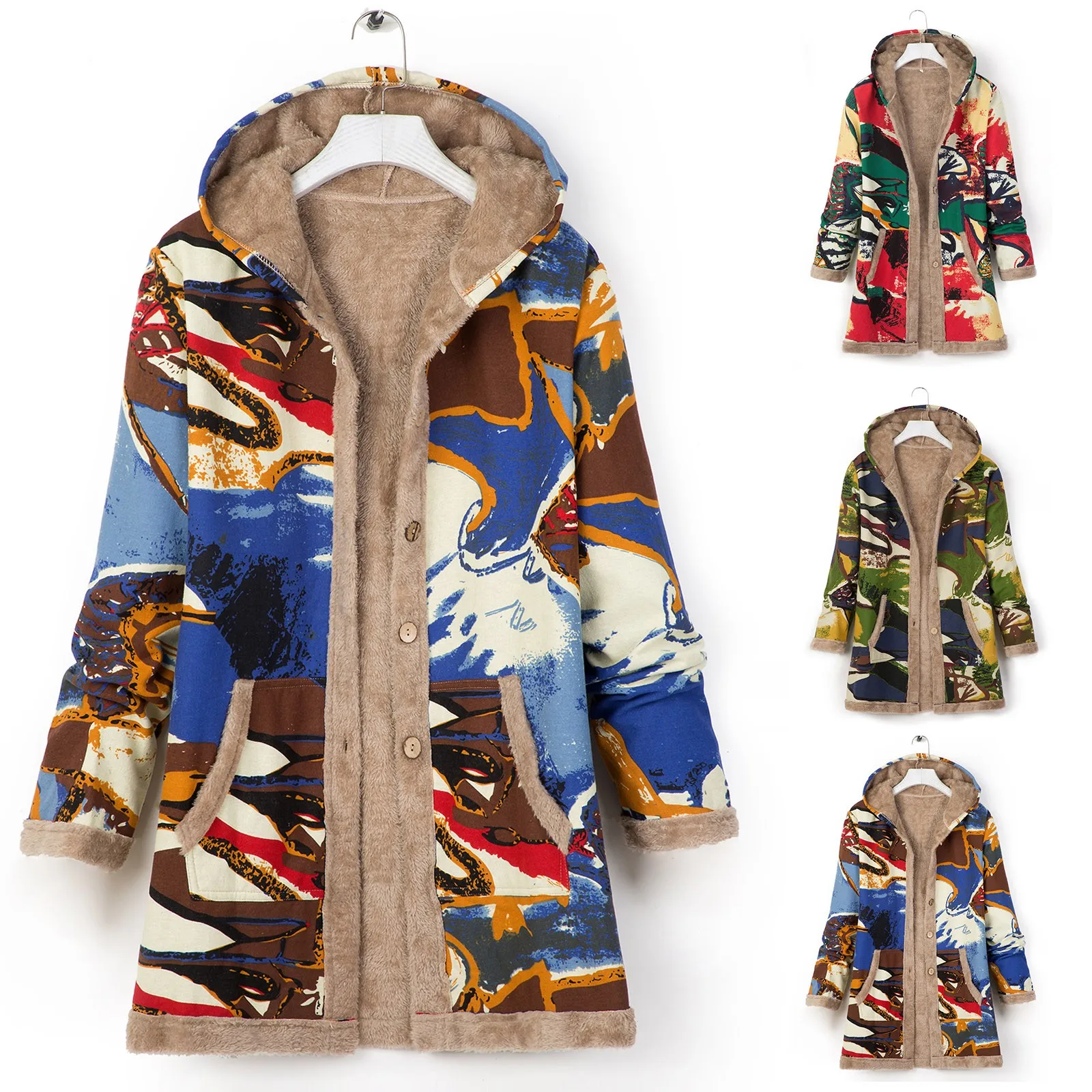 

Женские крутые куртки, женские худи с этническим принтом, пальто средней длины на молнии с h-образным вырезом