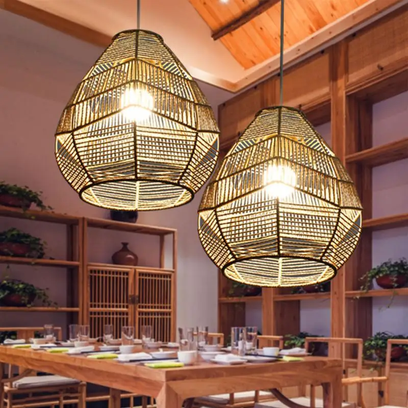 

Wicker Lampshade 1PC Pendant Lamp Shade Hand Weave Lampshade Rattan Hanging Lamp Shade Pendant For Kitchen Island Bedroom Rest