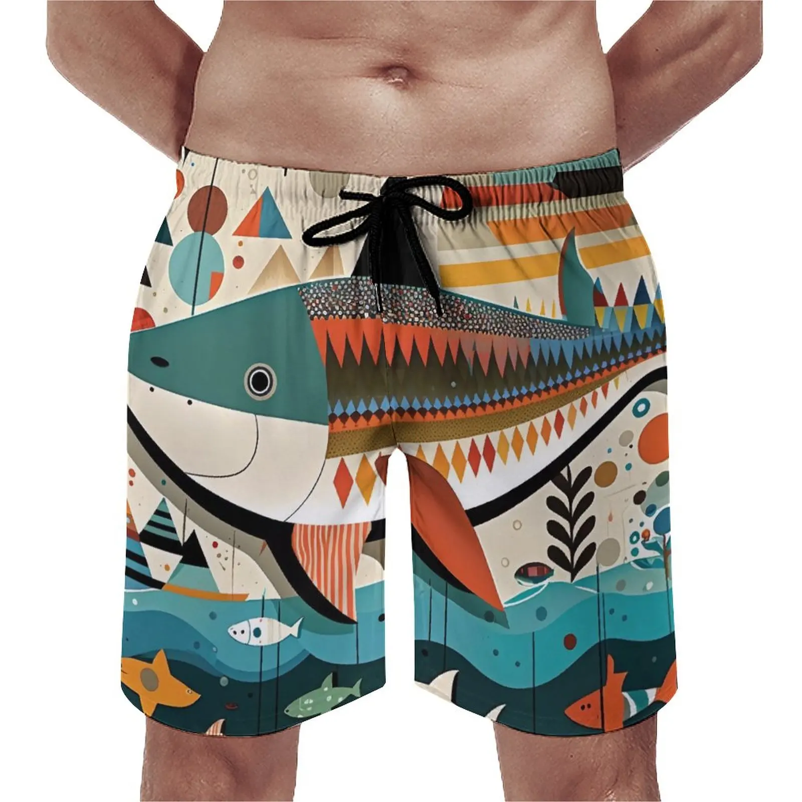 

Шорты Shark Board мужские пляжные, повседневные короткие штаны в современном художественном стиле, спортивные быстросохнущие плавки для серфинга, на лето