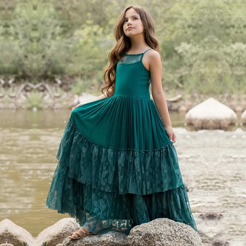 Детский праздничный костюм платье с цветочным рисунком для девочек на свадьбу