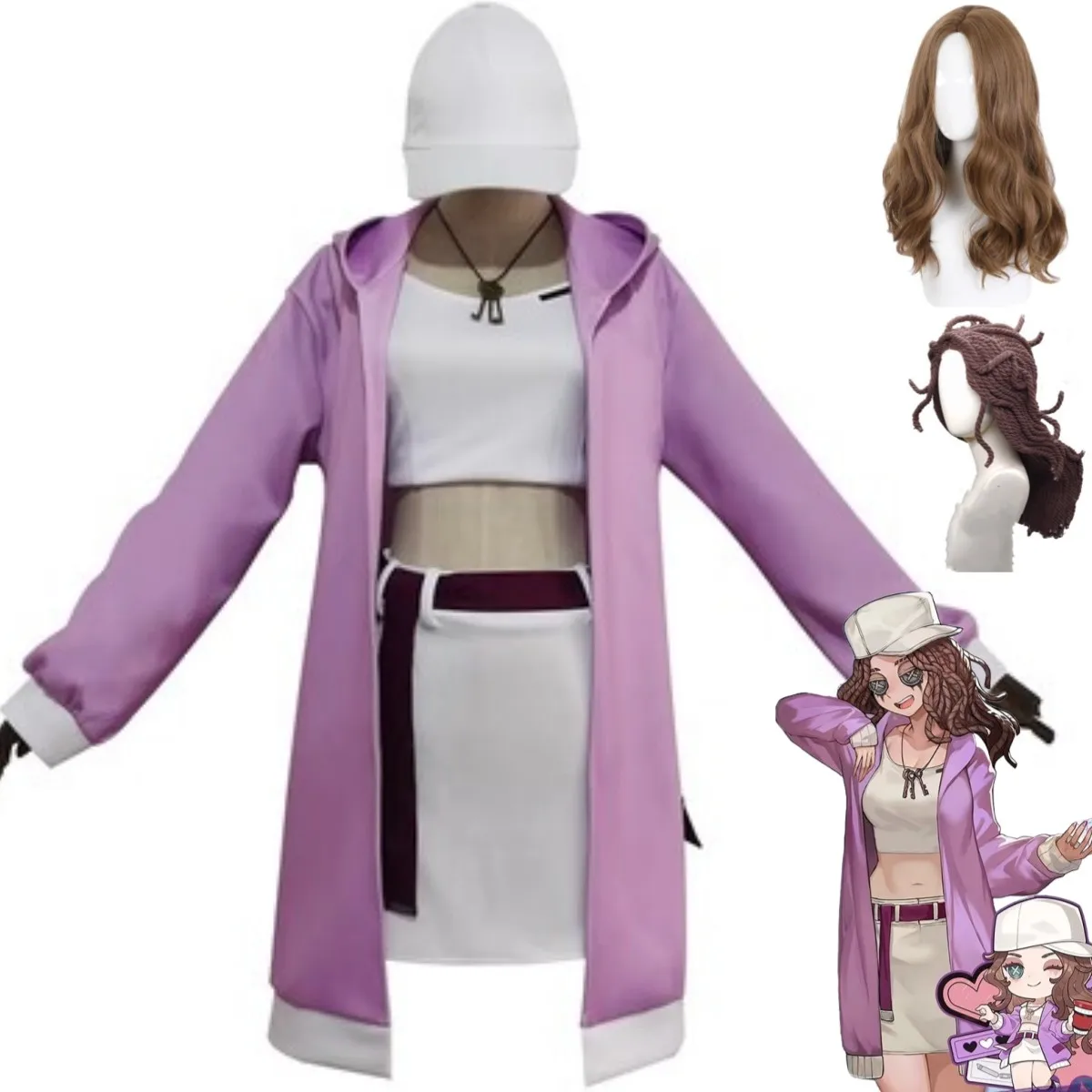 

Anime Game Identity Ⅴ Ada Mesmer Cosplay Costume Psychologist Wig Daily Hooded Coat Couple Clothing Woman Sexy Leisure Suit