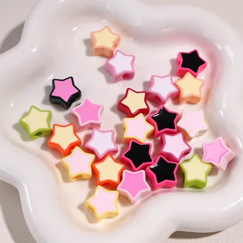 Акриловые бусины со звездами 2 шт., разноцветные