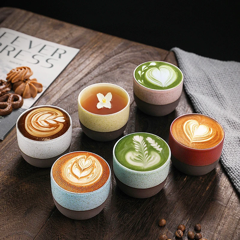 

135ml Japanese-style Porcelain Espresso Cup Frosted Ceramic Teacup Coffee Mug With Speck Drinking Water Mug