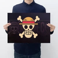 anime one piece pirate flag a collection of characters kraft paper wall stickers posters decorative paintings household products
