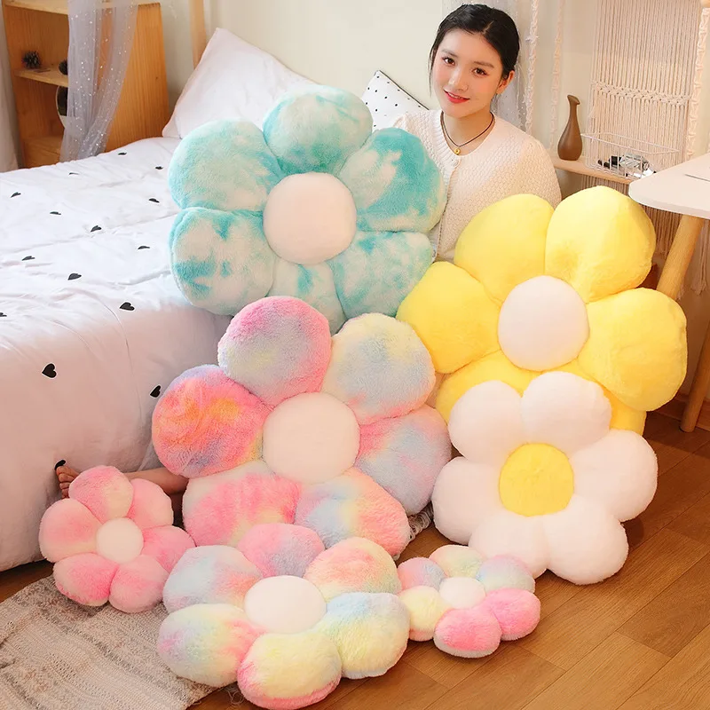 

30/50/65cm Kawaii Colorful Flower Pillow Stuffed Room Decor Mat Soft Flower Plant Sofa Bed Sleeping Cushion Cute Gift for Girl