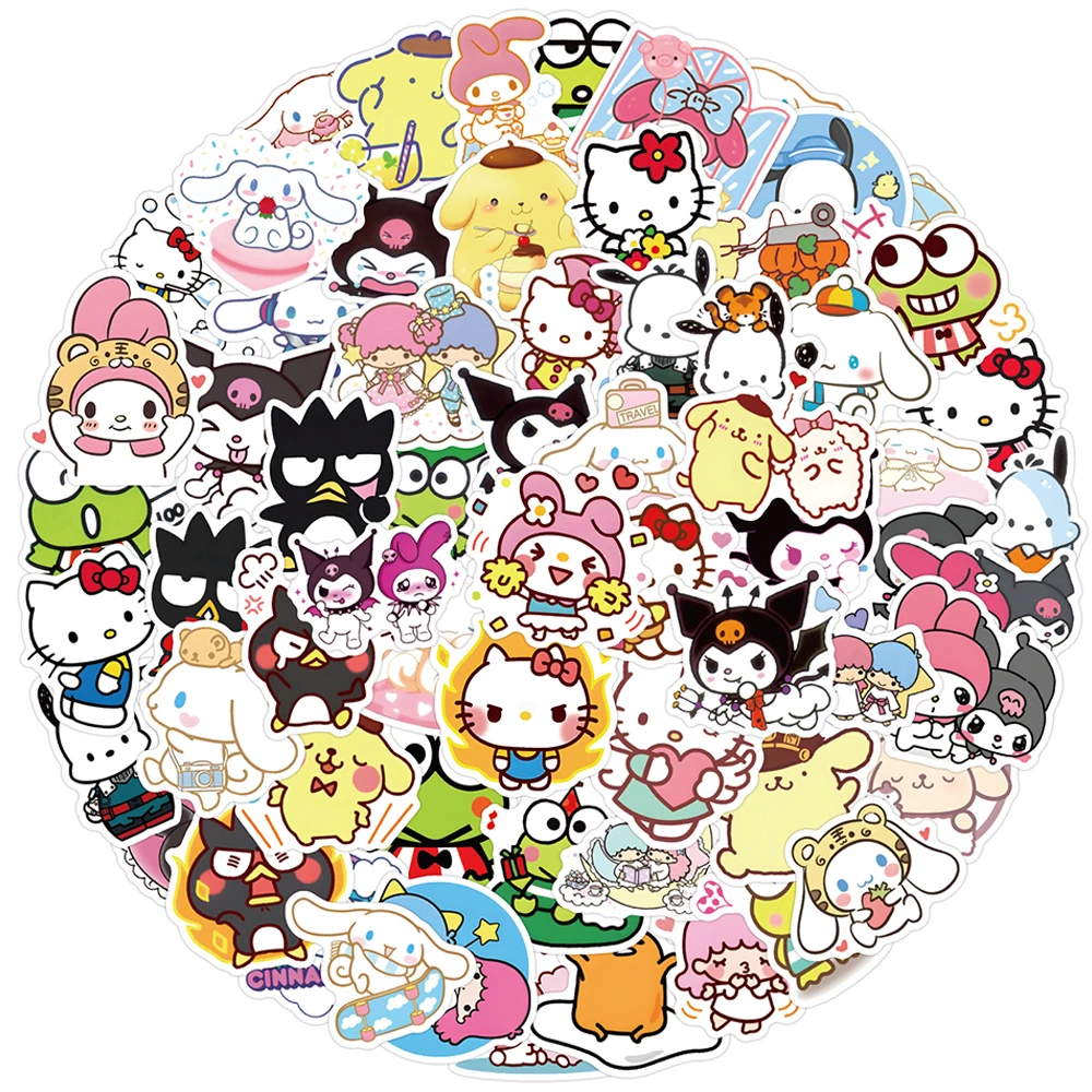 

10/30/50/100PCS Mix Sanrio Kuromi Hello Kitty Cinnamoroll Anime Stickers Decals DIY Fridge Phone Suitcase Wall Sticker Kid Gift