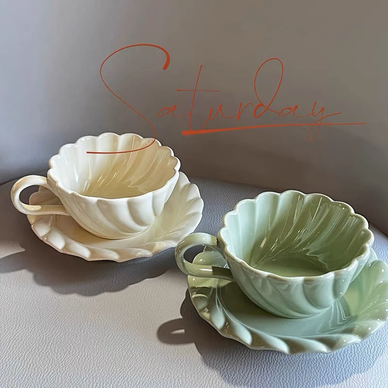 

Creative Lace Plain Ceramics Coffee Cup With Saucer Home Office Coffeeware Caffe Latte Mug Tea Cup set Gift
