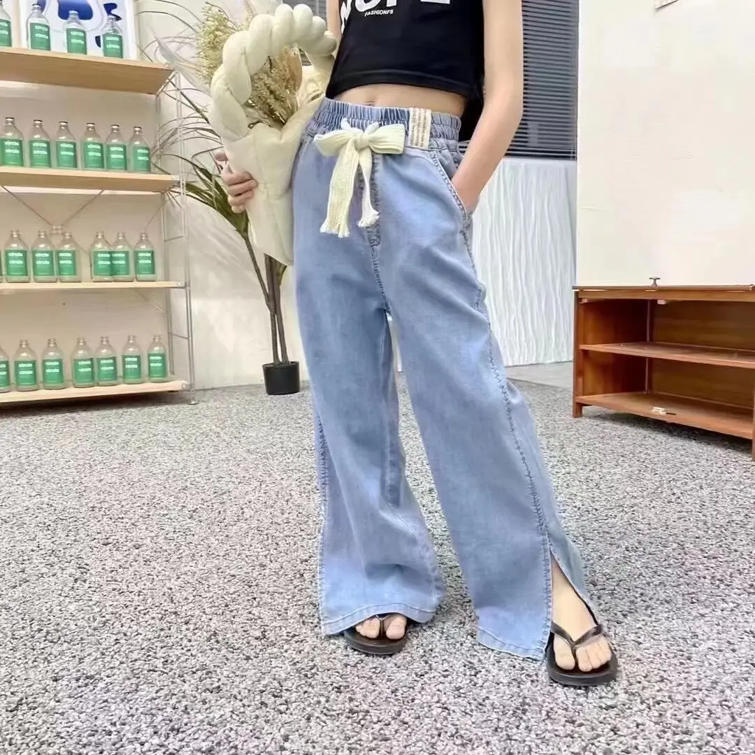 

Girls Tencel Super Soft Denim Wide Leg Pants 2022 Summer New Trendy Wide Leg Pants