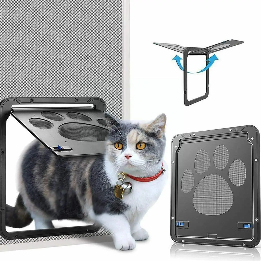

Cat Dog Pet Door For Sliding Window, Safe Lockable Magnetic Flap Cat Screen Door Gate Dogs Cats Window Gate House Enter Fre H7Z0
