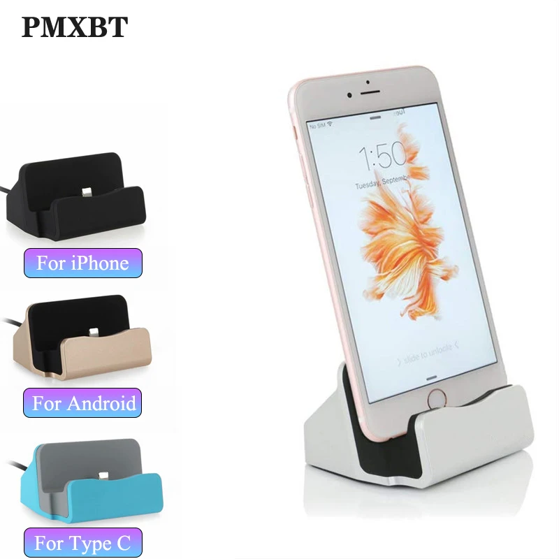 

Phone Fast Charging Dock Station Sync Data Desktop Cradle Stand Holder Charger For iPhone Samsung Android Type C Charge Pad Base