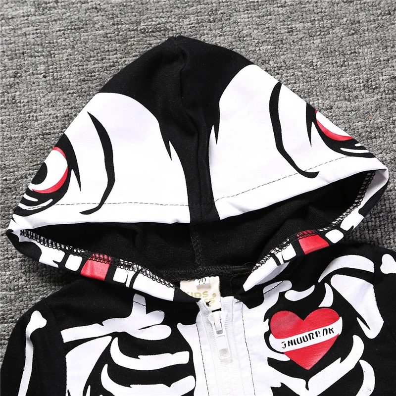 

Spring And Autumn Skull Long Sleeve One-piece Romper Halloween Hooded Baby Romper Cartoon Pajamas Newborn Jumpsuit Costume