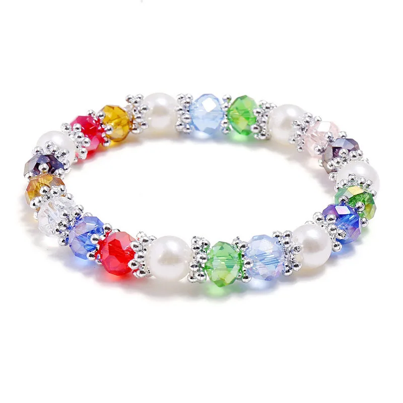 

Colorful Crystal Beads Charm Bracelet for Women Luxury Shiny Pearl Bracelet Girls Boho Hand Chain Friendship Jewelry Gifts