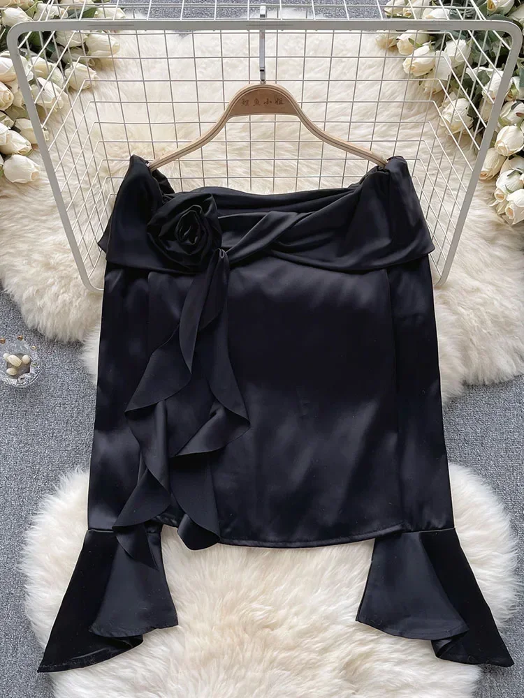 Женская Весенняя блузка атласная рубашка с изысканным темпераментным